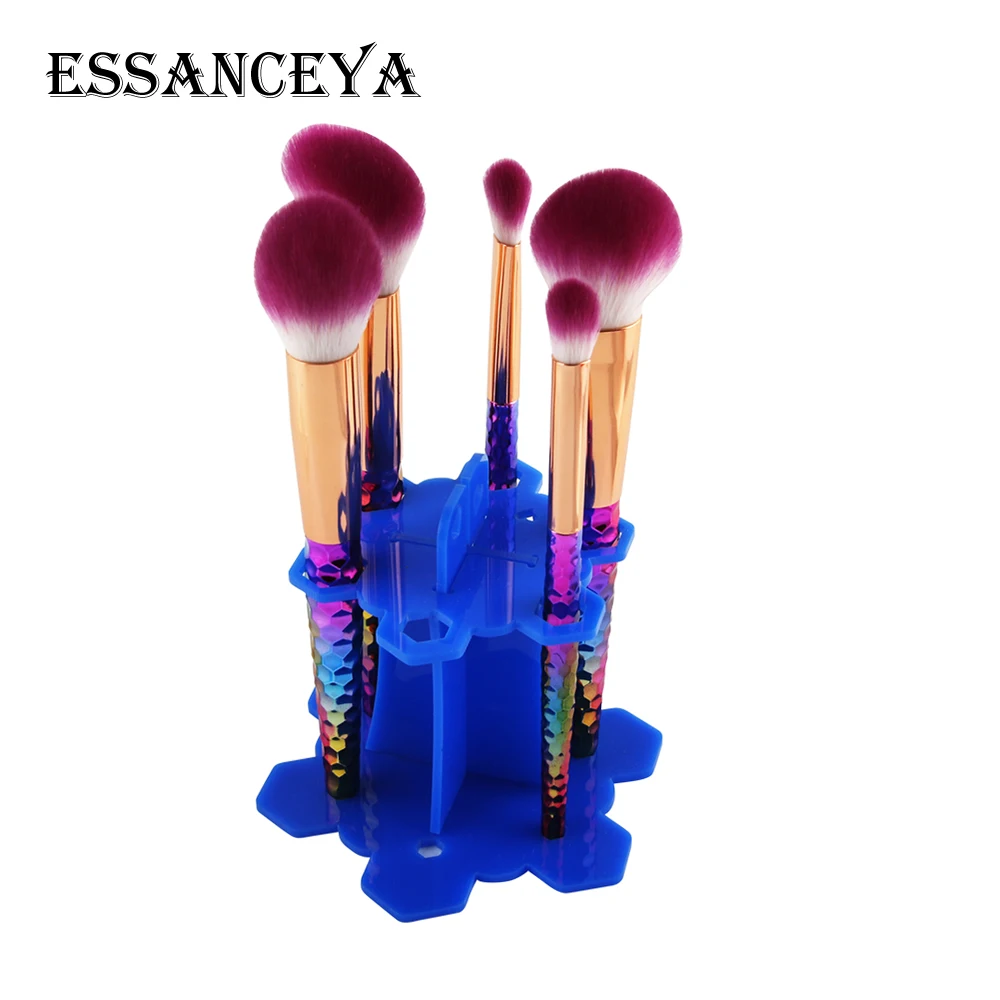 6 отверстий кисти для макияжа акриловый держатель салон Радуга щетка с Сотами