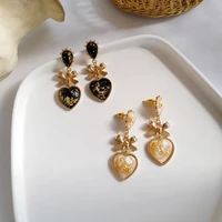 925 silver needle fashion jewelry drop earrings hot selling metal bowknot yellow black purple flower resin dangle earrings party