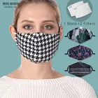 Стильная многоразовая маска для рта гусиная лапка хлопковая маска для лица маска с фильтром регулируемые ремешки ветрозащитные моющиеся маски