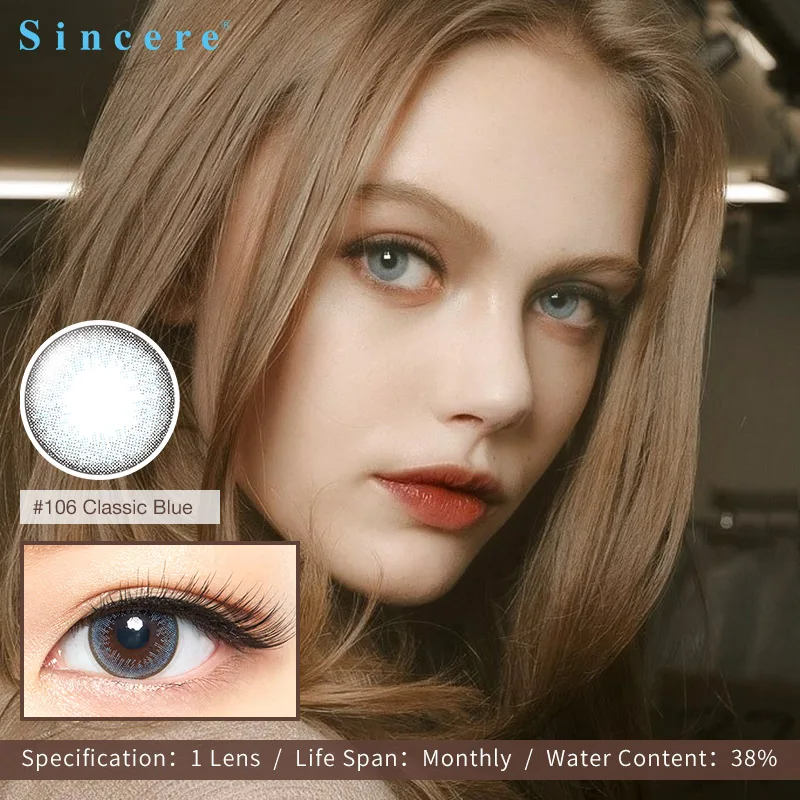 

Классические синие контактные линзы Sincere-vision по рецепту с диоптриями, матовые линзы, контактные линзы большого диаметра 1 шт./кор.