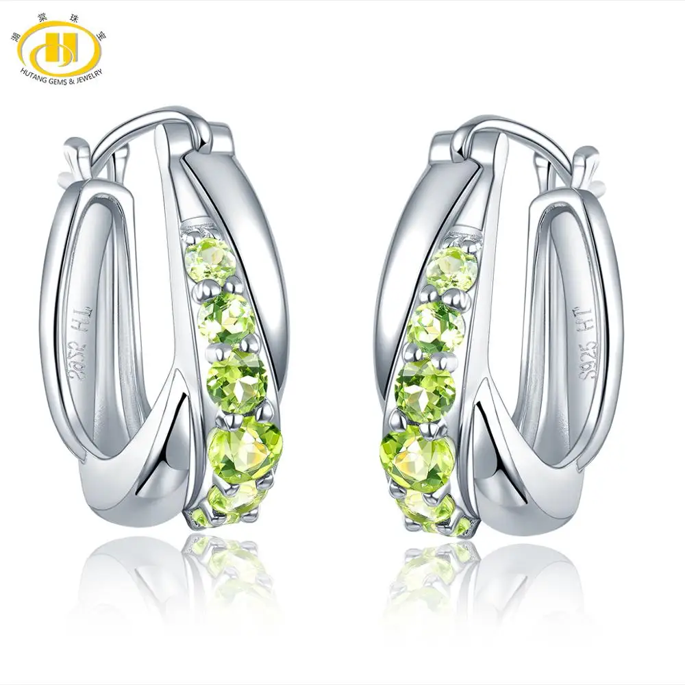 Черный Hutang 5.99ct Природный Черный Гранат Серьги-кольца 925 пробы серебряные ювелирные изделия с драгоценным камнем элегантный дизайн для женщин подарок - Цвет камня: Черный