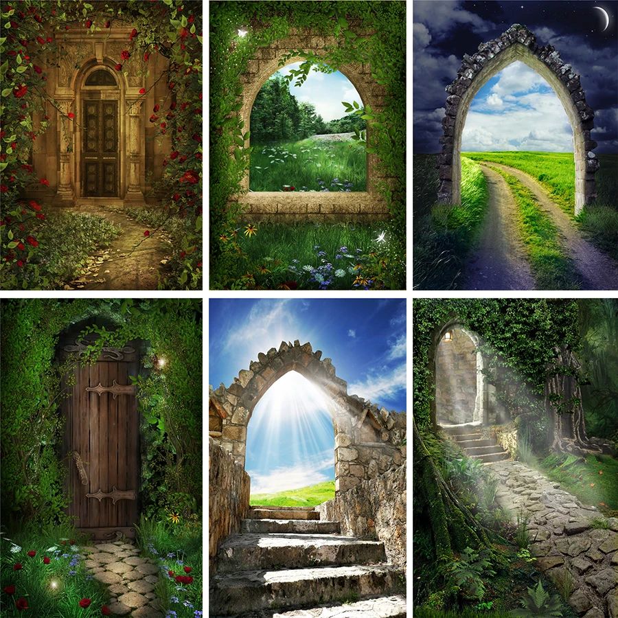 Nitree солнечного света замок феи сказка Арка лоза Фэнтези мечта Пейзаж сцены фон