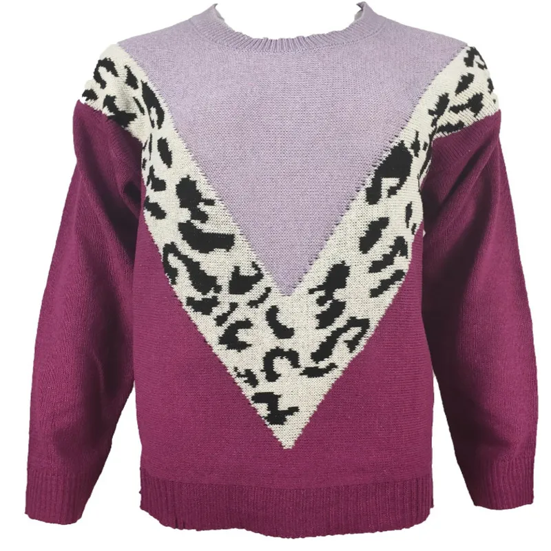 Fashion Women's Long Sleeve Autumn Winter Warm Leopard Knitted Sweater Jumper Pullover Casual Loose Tops | Женская одежда