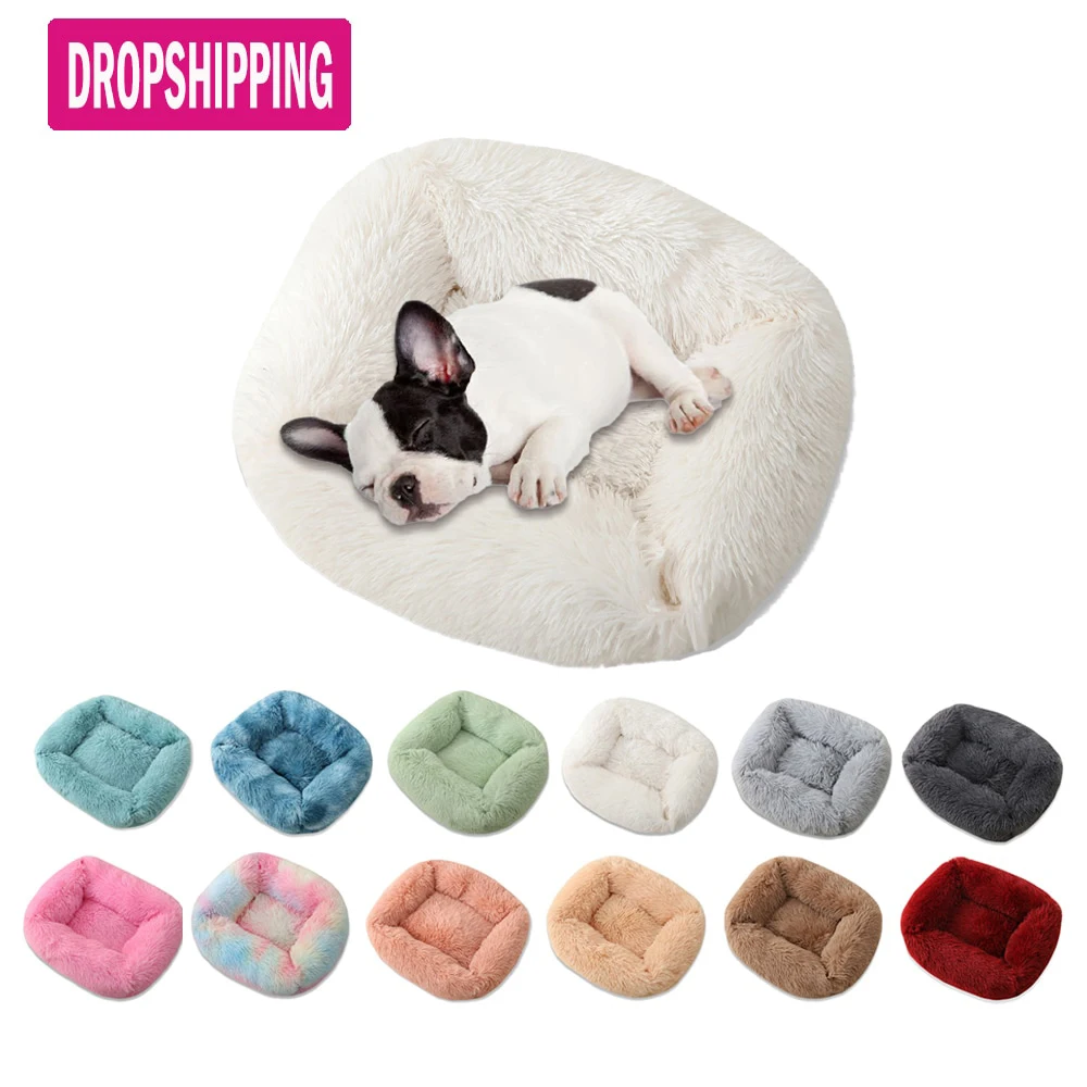 Квадратный Кошка Кровать дом мягкий удлиненный плюш лучший собака кровать для