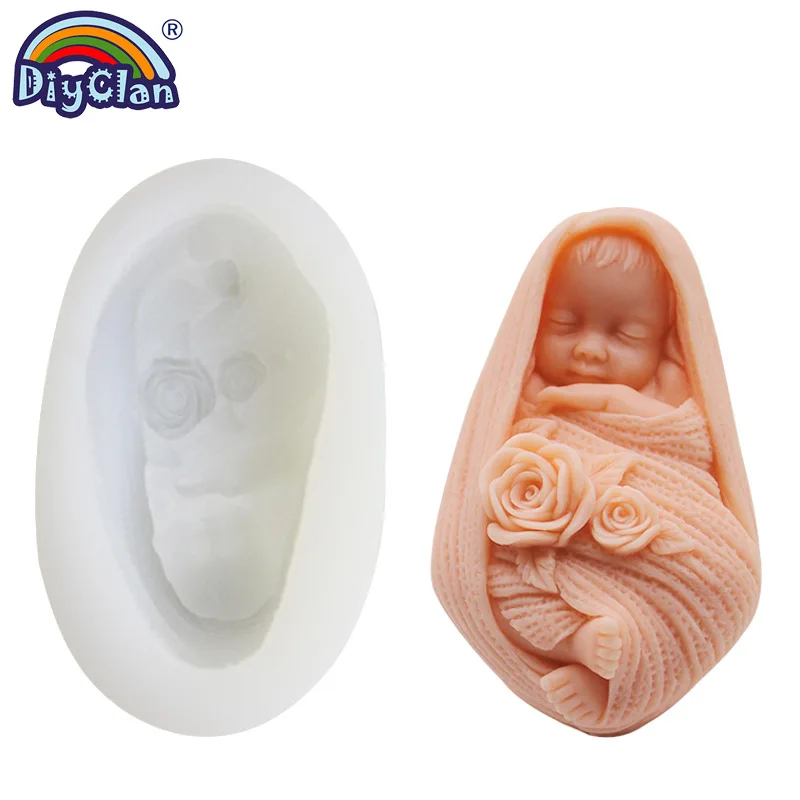 

DIY Mother's Day Sleeping Swaddling Baby Modeling Epoxy Resin Handmade Soap Silicone Mold Chocolate Mousse Cake Decorating Tools