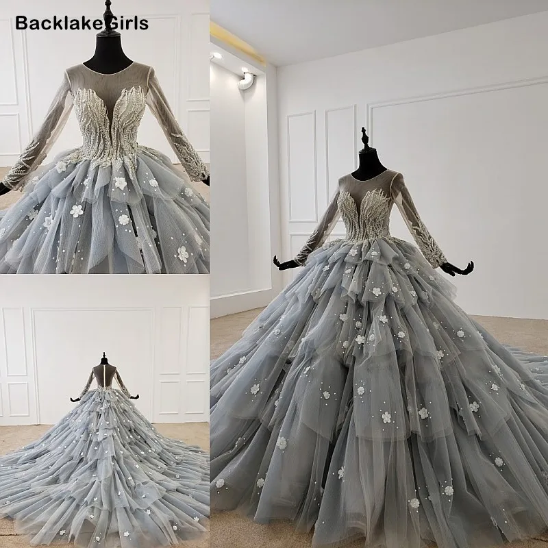 Elegant Long Sleeve Evening Dress Illusion O Neck Applique Crystal Lace Party Robe Longue Femme Soirée | Свадьбы и торжества
