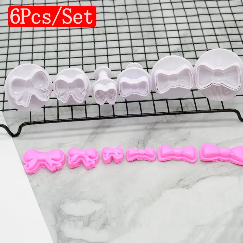 6 шт./компл. сделай сам для дома с бантиком формы выпечки цветка резец плунжера