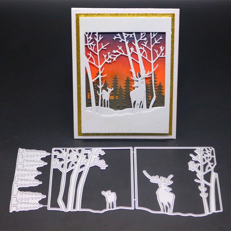 Металлические режущие штампы YINISE для трафареты скрапбукинга оленя леса DIY