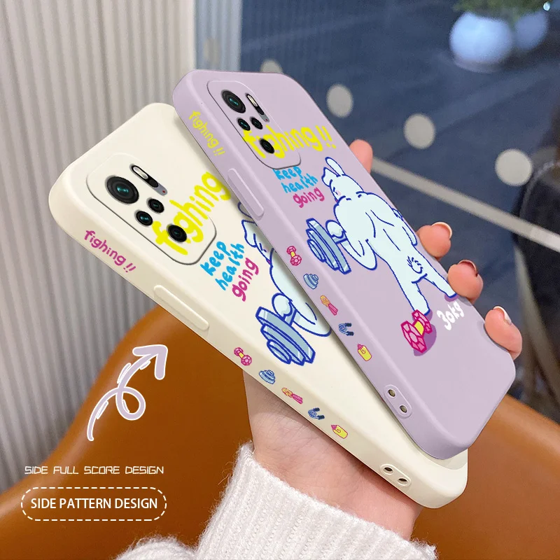 

Cartoon Muscle Rabbit Phone Case For Xiaomi Redmi Note 10 10S 9T 9 8 7 Pro MAX Redmi 9 9A K40 K40pro K30 K20 Silicone Cover