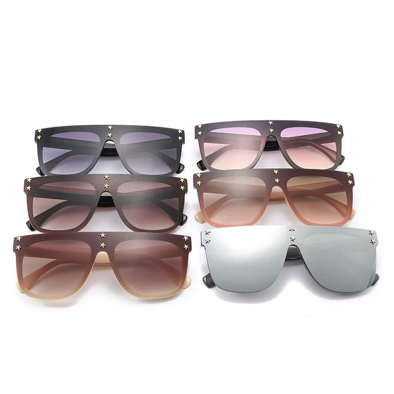 

Trending One Piece Square Sunglasses Women Brand Retro Metal Star Oversized Sun Glasses Female Vintage Shades Eyewear Men UV400