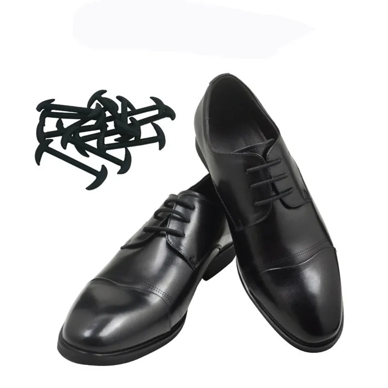 

12pcs Men Leather Silicone Shoelaces sneakers shoes lace Lazy No Tie Shoelaces Elastic Silicone ShoeLace Suitable Unisex laces