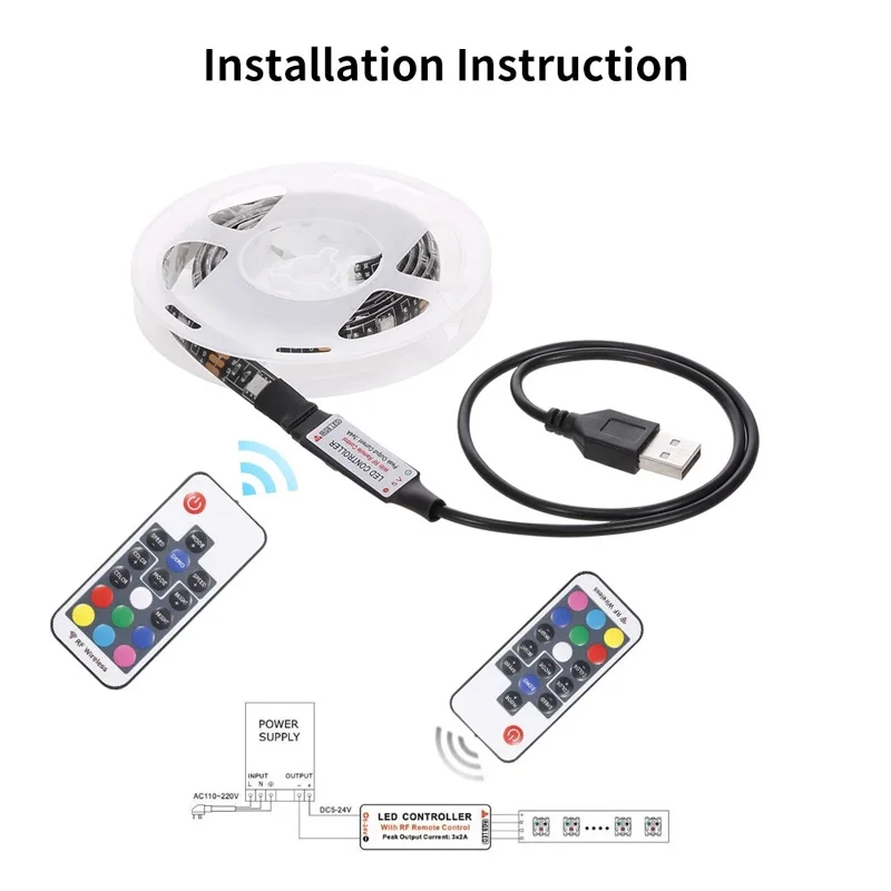 

Computer Screen Background USB Strip LED Strip Light Flexible RGB Lamp Tape 5V Desk TV Background Lighting Remote Control