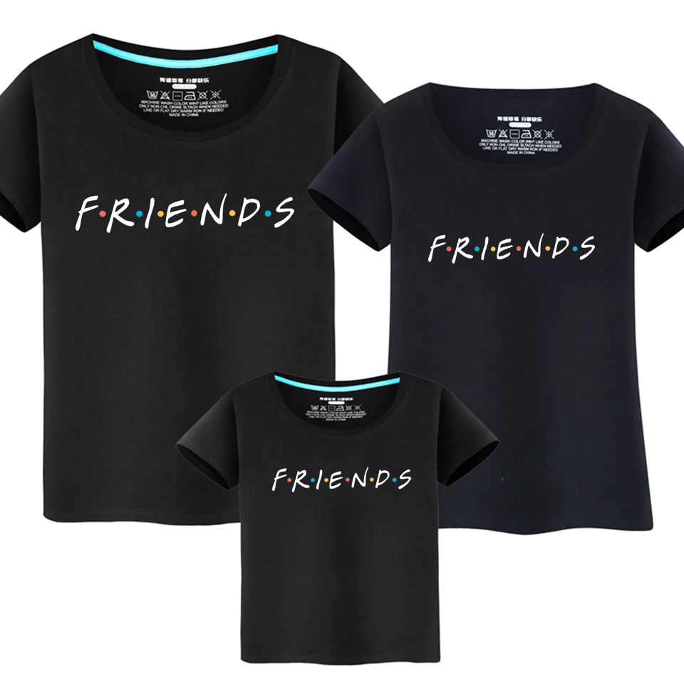 С буквенным принтом топы для мальчиков и девочек футболка Семья одежды