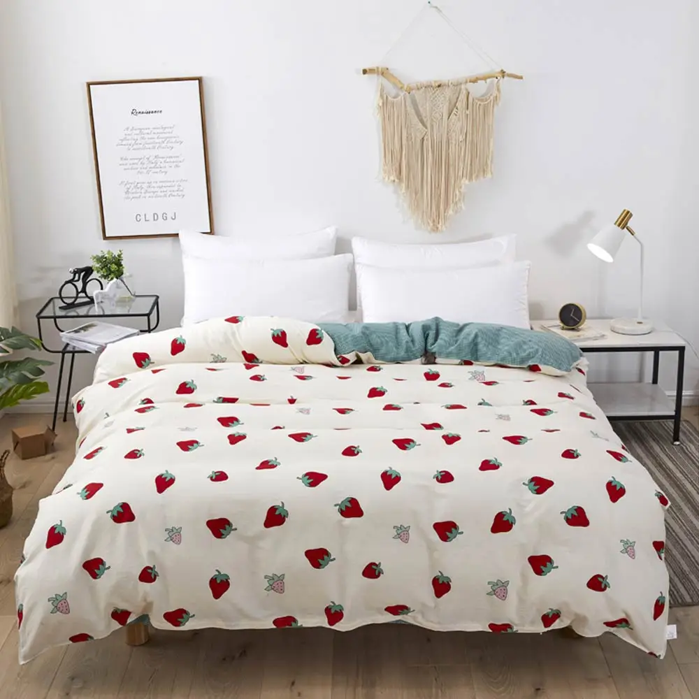 Только пододеяльник INS розовый клубника индивидуальный мягкий натуральный