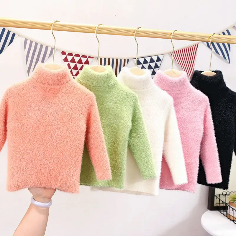 2019 зимняя однотонная водолазка свитер для девочек женский новый модный детский