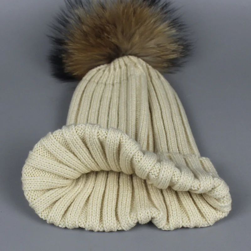 

Three-piece Set Scarf Hat And Gloves Women Skullies Beanies PomPon Ball for Knitting Autumn And Winter Warm Striped Cap Fashion