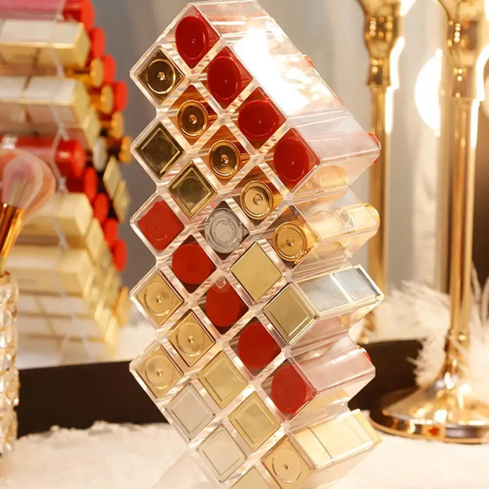 Desktop Lipstick Storage Box Acrylic Dressing Table Brush Transparent Finishing Rack | Красота и здоровье