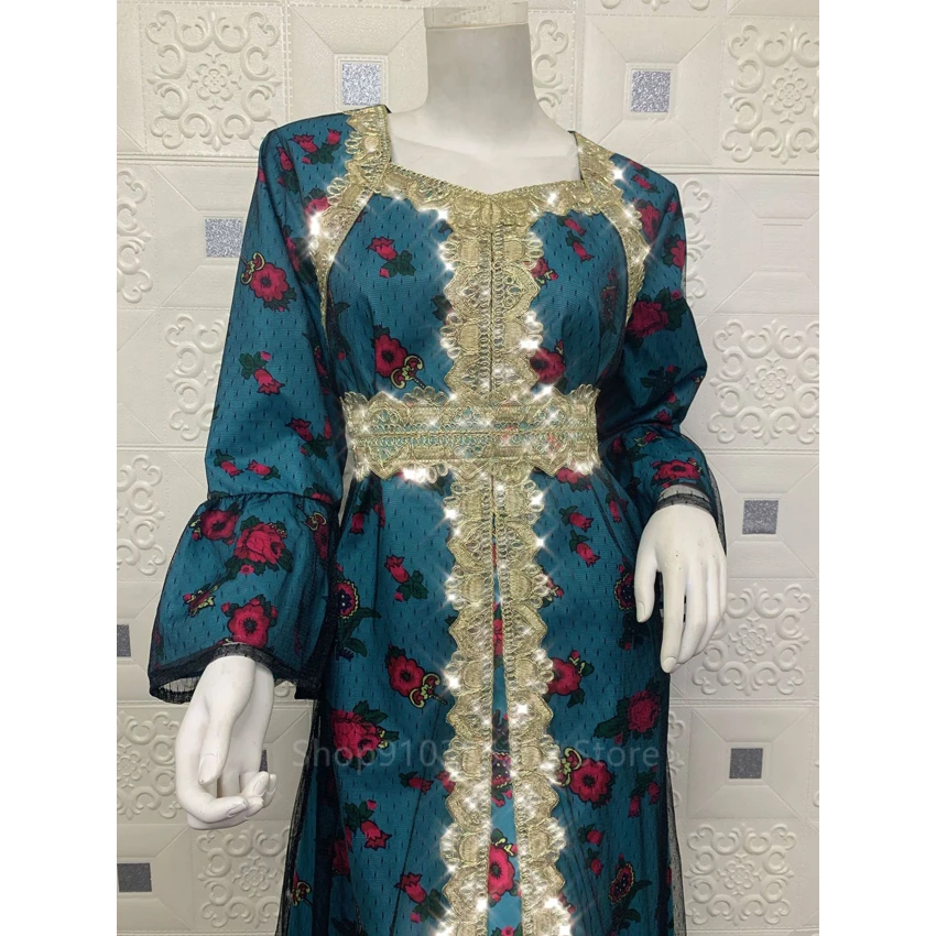 

Ramadan Arab Dubai Islamic Clothing Eid Mubarak Muslim Abaya Dress Fashion Women Turkey Patchwork Embroidery Indian Kaftan Dress