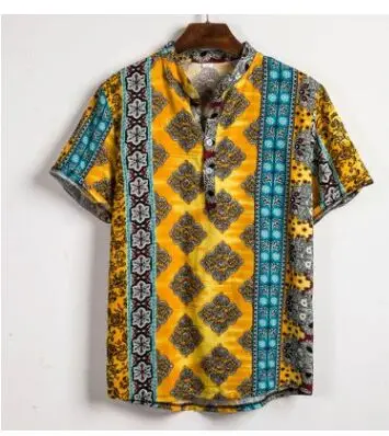 Модные рубашки для мужчин рубашка с коротким рукавом и цветочным принтом