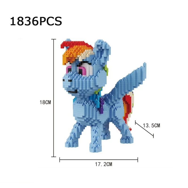 Лидер продаж легендарное животное радуга Пегас микро Алмазный Блок мультяшная