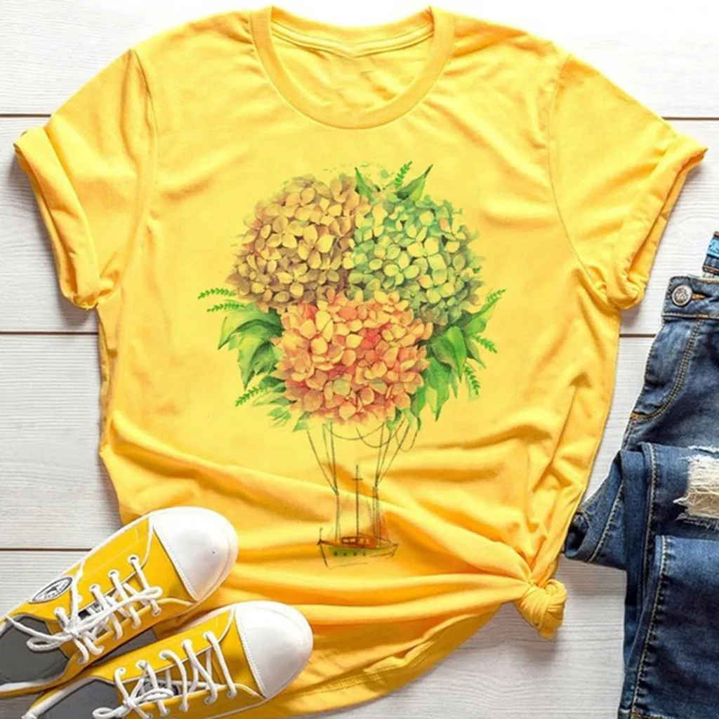 Женские футболки размера плюс летние модные Забавные с надписью Balloon Love