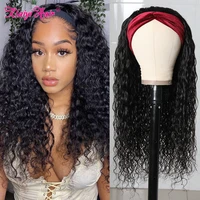 klaiyi hair water wave headband wig brazilian human hair wigs for women 10 26 inch remy hair scarf headband wig natural black