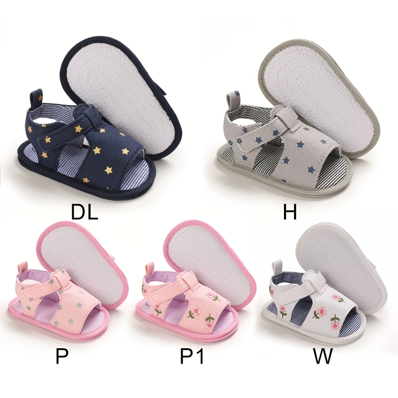 

Newborn Kid Baby Girl Boy Cotton Soft Sole Non Slip Infant Baby Shoes Star Floral Cute Kid Summer First Walkers