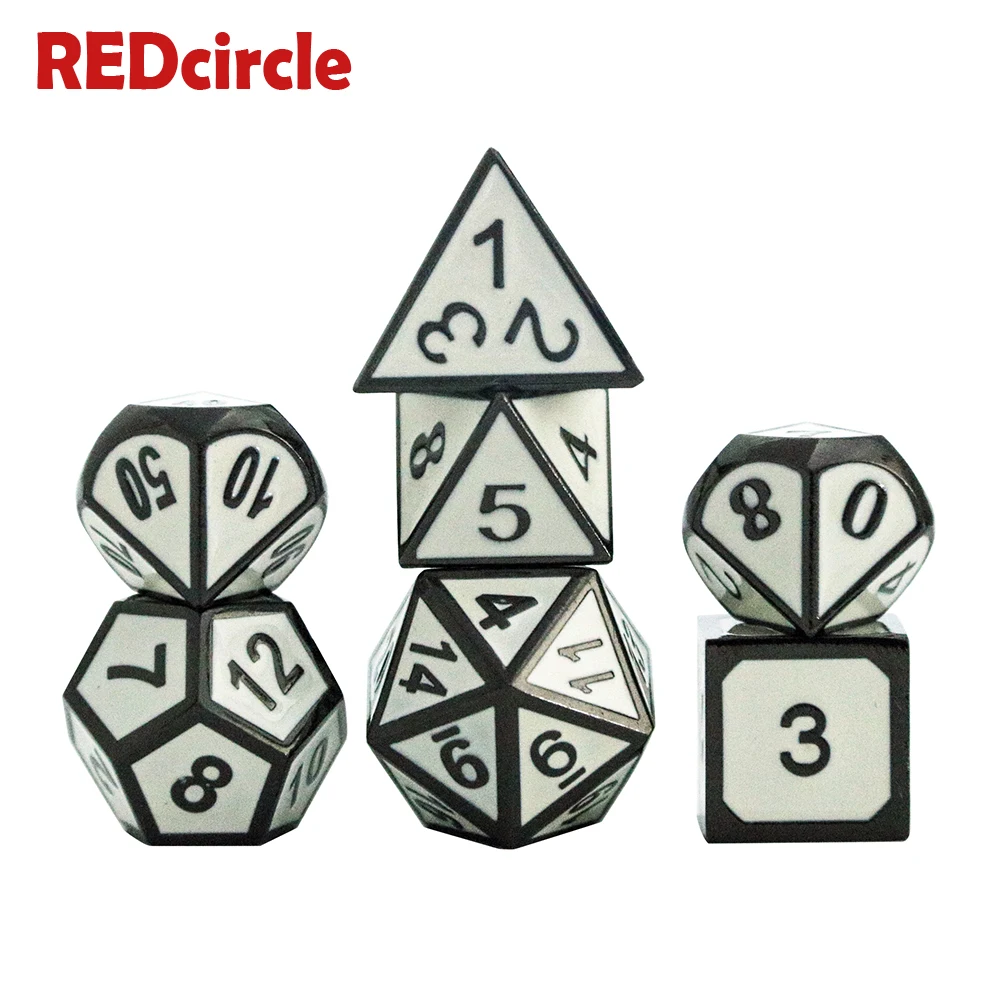 Набор металлических игральных костей большого размера (7 шт.) DND RPGs + 1 шт. сумка D4 D6