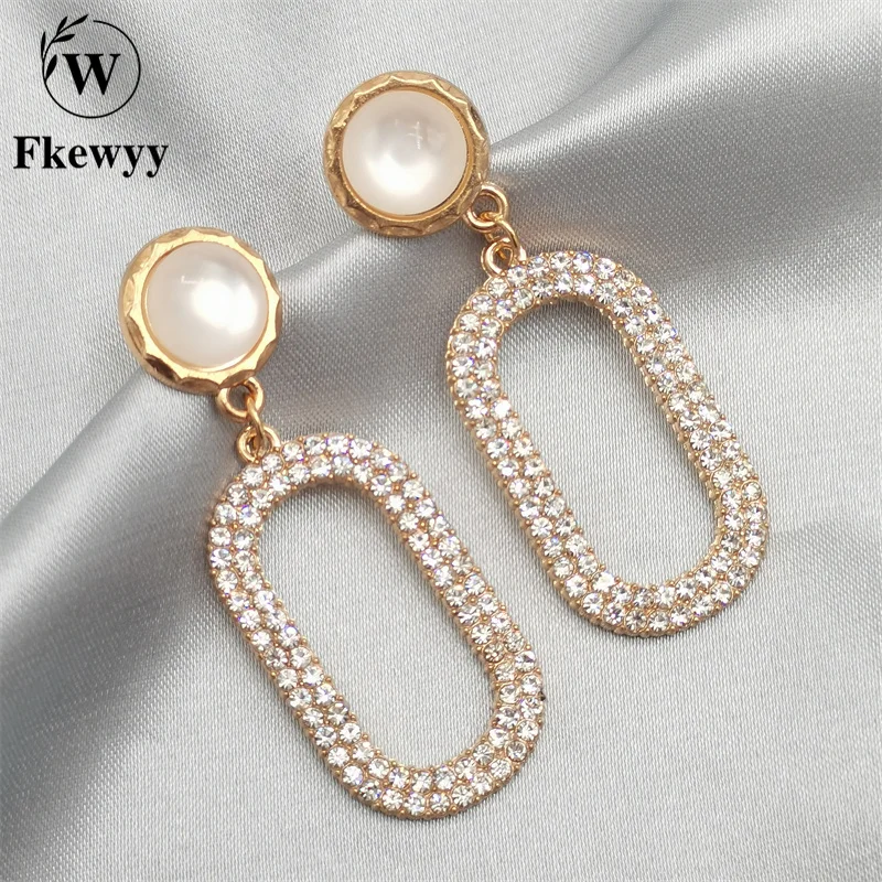 

Fkewyy Dangle Earrings For Women 2021 Designer Luxury Jewelry Gothic Accessories Vintage Gem Earrings Geometry Fashion Jewellery