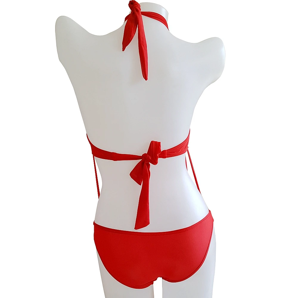 

2021 Summer Hot Sale Ladies One-piece Open Back Solid Color Bra Thong Bikini Set Sexy Hollow Push-up Swimsuit With Padded Bra