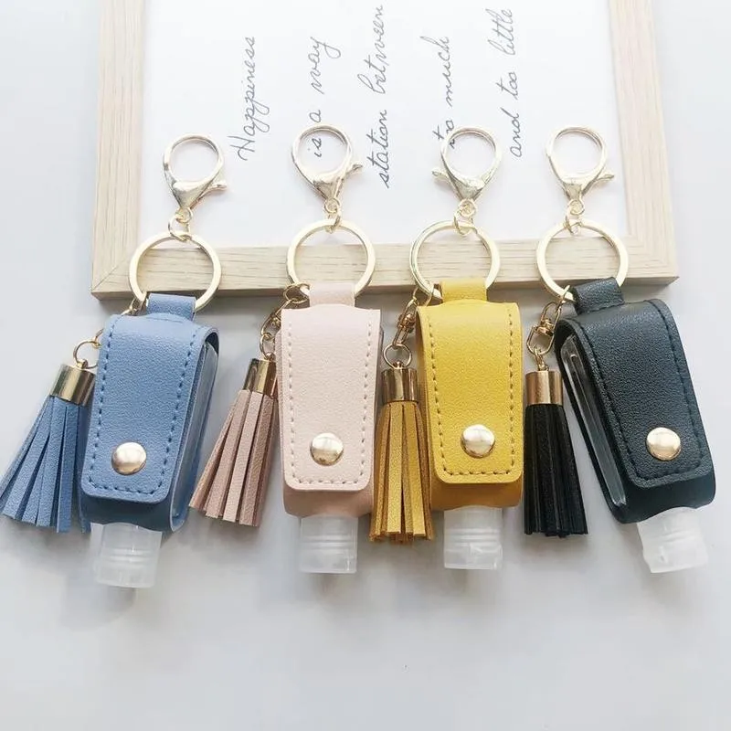 

30ml Hand Sanitizer Bottle Mini Disinfectant Hands Portable Hydroalcoholic Gel Bottle Hand Sanitizer Leather Case Keychain