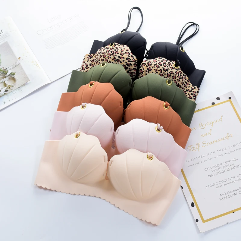 

Women Fashion Shell Seamless Sexy Bras Women Push Up Bra Wire Free Lingerie 3/4 Cup Bralette Cotton Underwear Brassiere
