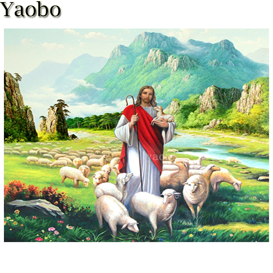 

5D Diamond Painting Holy Lamb Religious Art of Jesus Christ the Good Shepherd full drill square round diamond embroidery mosaic