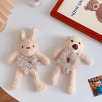 fun cute plush bear bunny scrunchies rope female simple winter animal ponytail holder hair accessories gift for kids girls