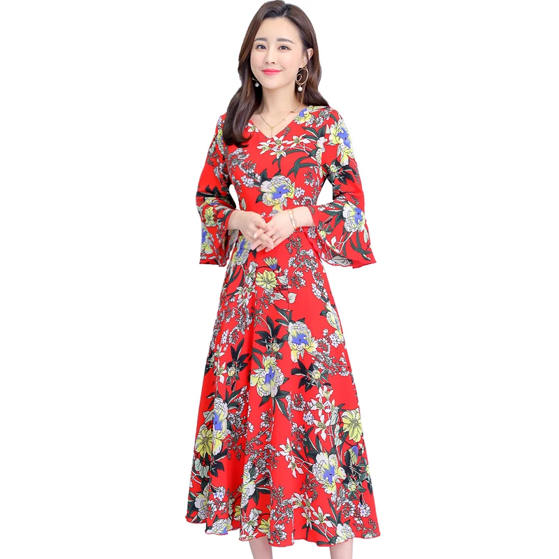 Женское длинное шифоновое платье COIGARSAM розовое красное синее желтое богемное с