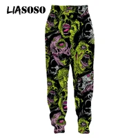 liasoso monster face 3d print mens jogging sweat pants loose oversized sweatpants streetwear men women breathable clothing