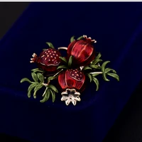 vintage red pomegranate branch brooch woman clothing jacket fruit flower brooches accessories