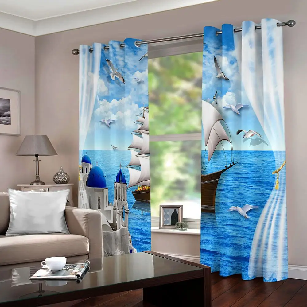3D окна Шторы лодка высокого затенение плотные s для Гостиная домашний декор Кухня