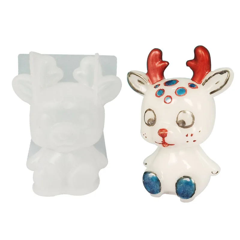 

Christmas Deer Epoxy Resin Fondant Silicone Mold for DIY Plaster Ornaments Fondant Chocolate Candy Mould Kitchenware Baking Tool