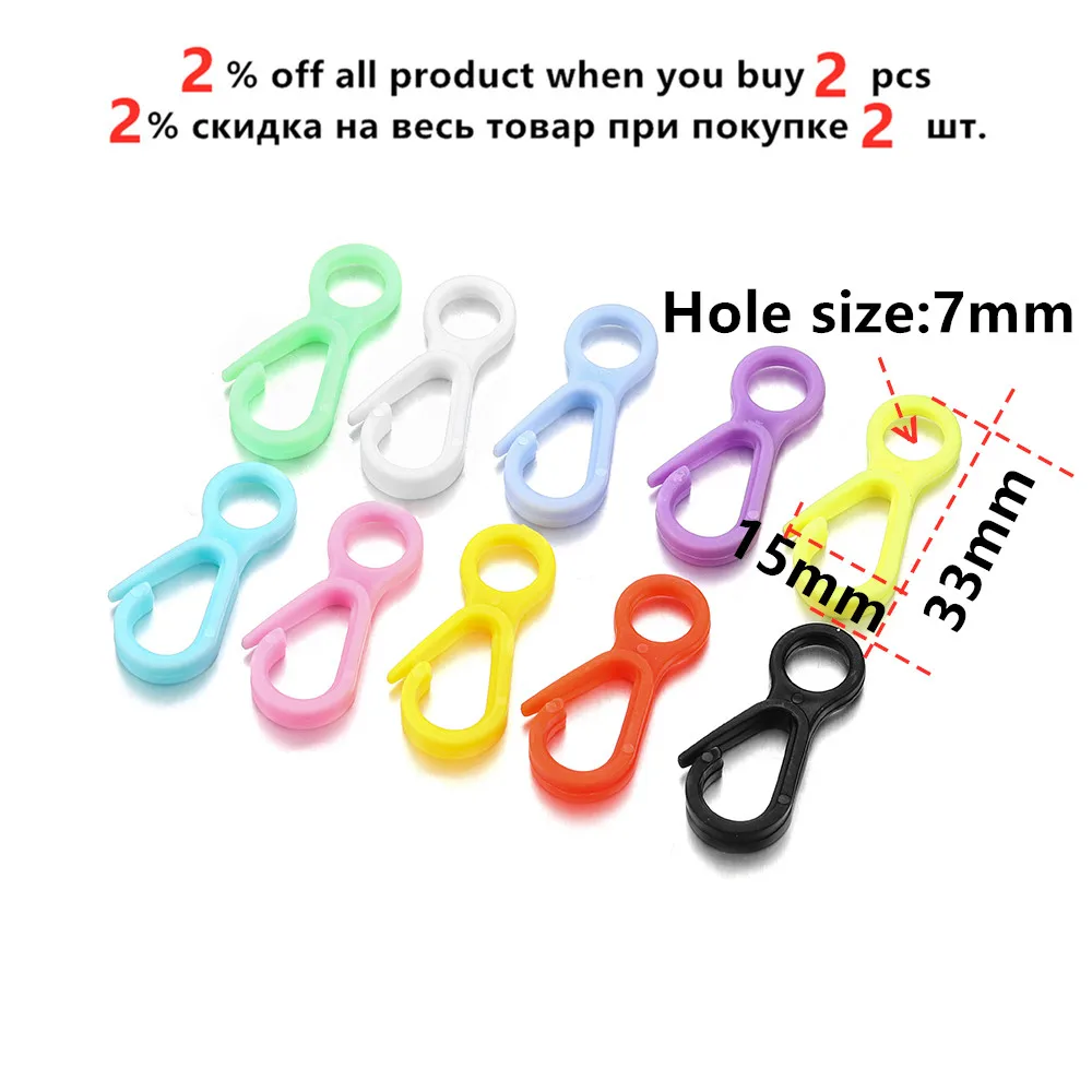 50pcs/lot 33mm Plastic Candy Colors Lobster Clasps Hooks Key Chain Rings for DIY Charms Keychain Jewelry Making Accessories - купить по
