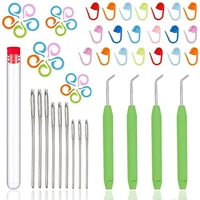 lmdz knitting loom hook with needle loom pick steel large eye sewing needles knitting stitch markers for knifty knitter