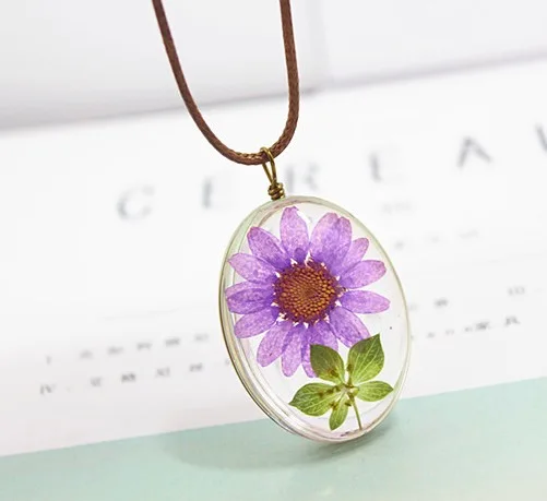 1 шт. сушеный цветок ожерелье Настоящее forget-me-Not живое растение Посеребренная Подвеска ожерелье ювелирные изделия - Окраска металла: 18