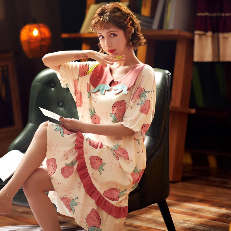 Дворцовый стиль ночная рубашка принцессы Свободная Женская Хлопковая пижама для