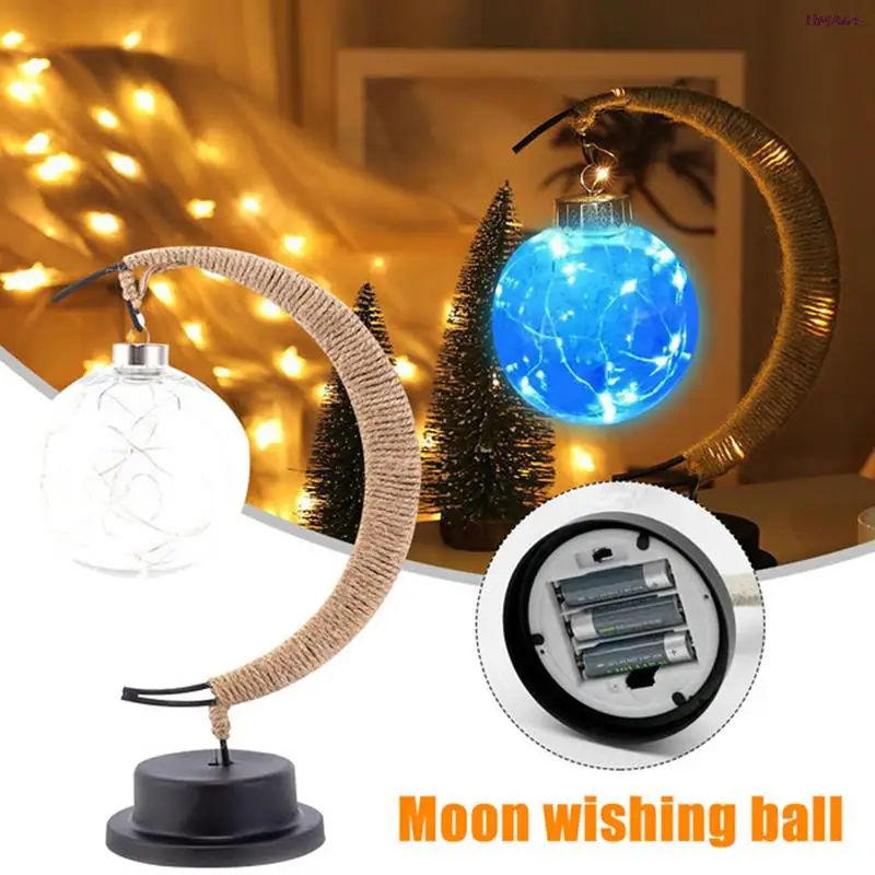 LED Moon Cane Filament Handmade Hemp Rope Night Light Sleeping Lantern | Лампы и освещение