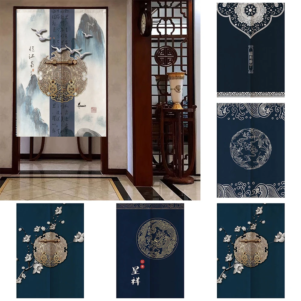 

Chinese Decorative Door Curtain Fengshui Painting Kitchen Bedroom Entrance Decoration Partition Half Hanging Curtains