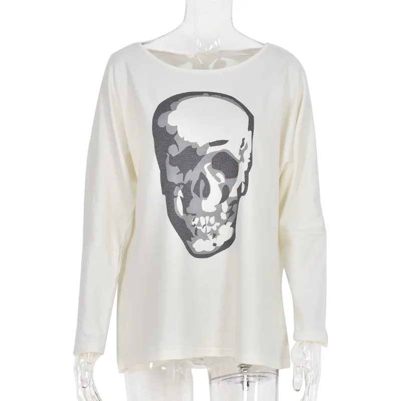 Женская толстовка с капюшоном и принтом черепа на Хэллоуин пуловеры рваные