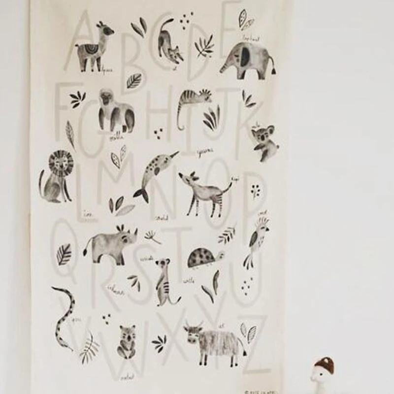 

Nordic Educational Kids Room World Map Decoration Poster Nursery Art Canvas Wall Hanging Painting Picture Cloth 3XUC