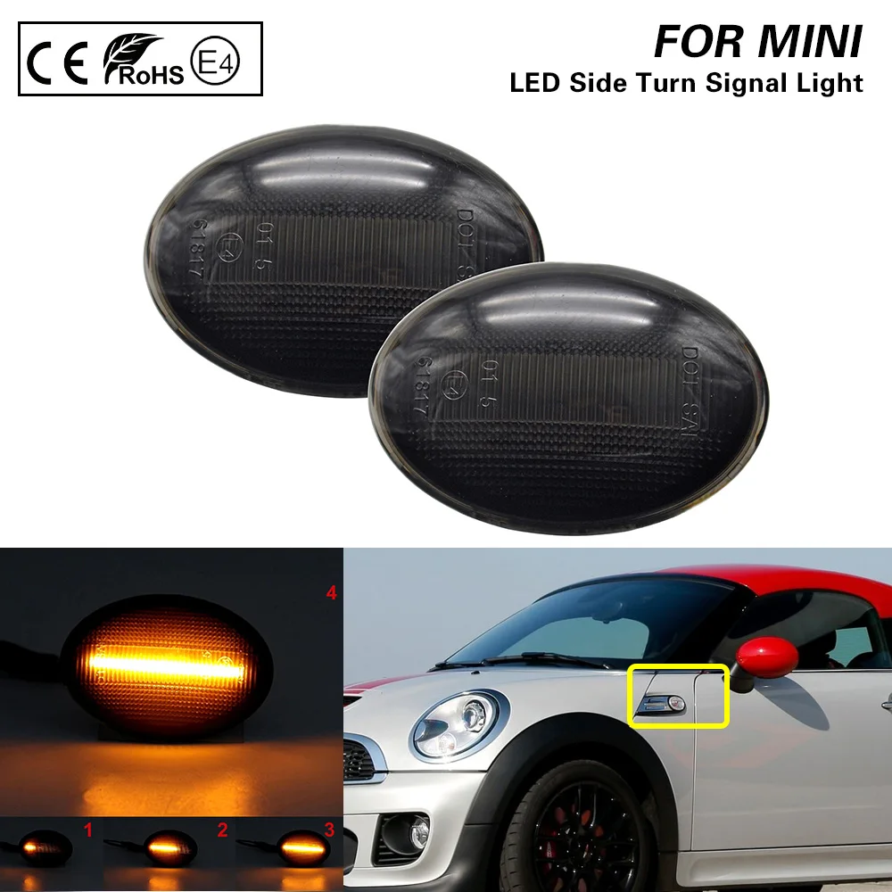

Квадратная лампа для Mini Cooper R56 R55 R57 R58 R59, цвет Копченый, лампа указателя поворота 2X