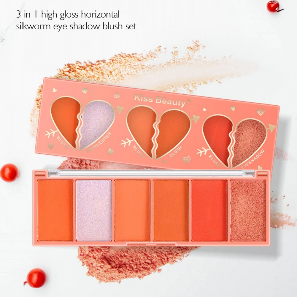 6 цветов румяна палитра для макияжа минеральная пудра красные стойкий