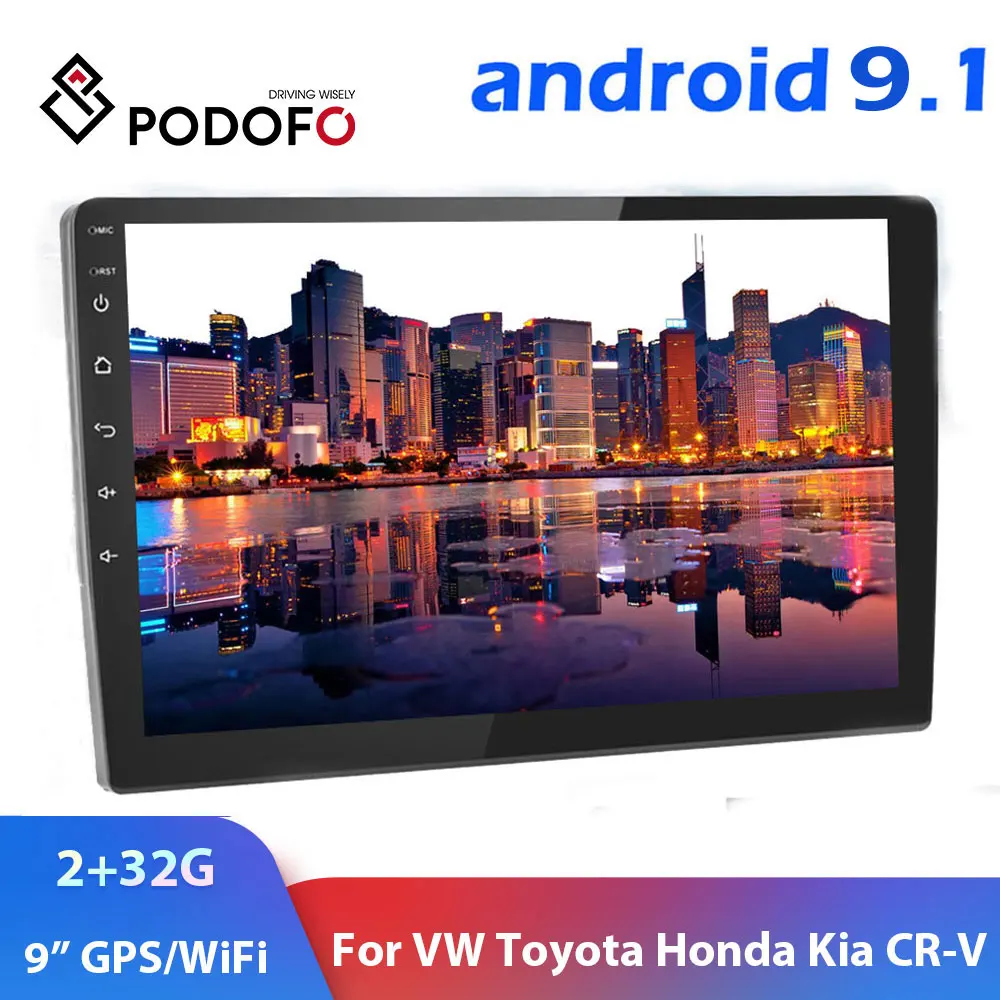 Podofo 2din автомобильный Радио Android8.1 9 &quot2 + 32G Авторадио GPS Wifi Автомобильный